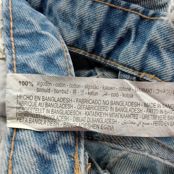 ZARA Women's Denim Crop Top Size Small Light Wash Blue Cotton Deconstructed Hem - Picture 4 of 5